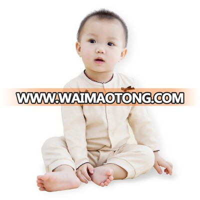 China wholesale baby clothes 100% organic cotton baby bow jumpsuit