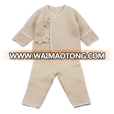 China wholesale baby clothes set organic cotton lace baby warm set