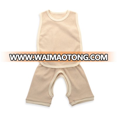 China wholesale baby clothes organic cotton baby open crotch vest set