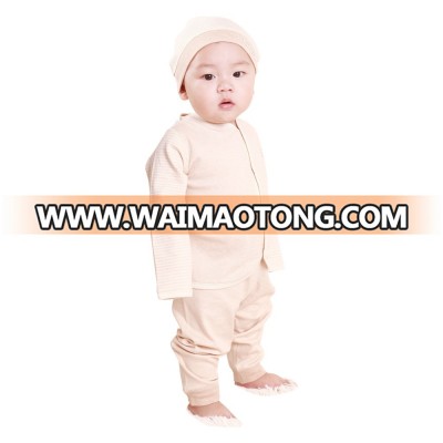 China wholesale baby clothes set 100% organic cotton baby striped set