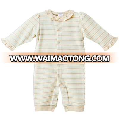 Wholesale baby clothes organic cotton 4 color stripes baby jumpsuit