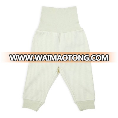 Wholesale baby pants 100% organic striped cotton baby high-waist pants